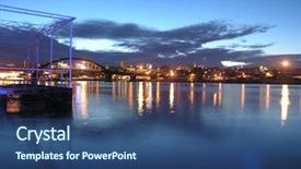  Presentation with night - Cool new PPT theme with riwer - belgrade night view from donau backdrop and a ocean colored foreground