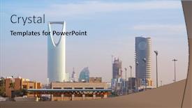  Presentation with riyadh - Beautiful PPT theme featuring riyadh-august-22-kingdom-tower backdrop and a  colored foreground