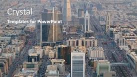  Presentation with saudi arabia - PPT theme having riyadh-february-29-aerial-view background and a gray colored foreground