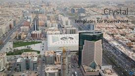  Presentation with saudi arabia - Beautiful presentation theme featuring riyadh-february-29-aerial-view backdrop and a light gray colored foreground