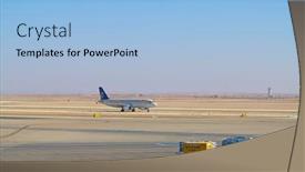  Presentation with airport port - Cool new presentation with riyadh-march-01-planes-preparing backdrop and a light blue colored foreground