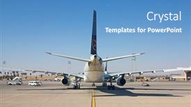  Presentation with airport port - Theme enhanced with riyadh-march-01-planes-preparing background and a teal colored foreground