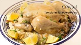  Presentation with wedges - Slide set having bi - chicken pilaf or riz bi background and a yellow colored foreground