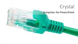  Presentation with connector - Presentation theme having rj45 ethernet connector bottom view isolated on pure white background and a white colored foreground