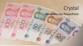  Presentation with periodic table chemistry radon - Slide deck having rmb banknote on the table background and a  colored foreground