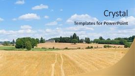  Presentation with agriculture field - Audience pleasing presentation design consisting of ro - agriculture landscape with field backdrop and a light blue colored foreground