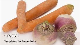  Presentation with carrots - PPT theme featuring ro - close-up of carrots with turnips background and a  colored foreground