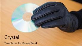  Presentation with hacker - Presentation theme featuring ro - hacker holding a cd rom background and a coral colored foreground