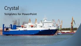  Presentation with port - PPT theme enhanced with ro - ro-ro ferry in port background and a light blue colored foreground
