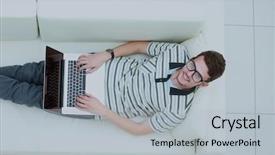  Presentation with man on top of mountain - Slide deck with ro - top view of happy young background and a  colored foreground