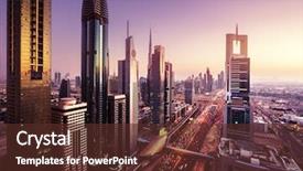  Presentation with arab - PPT layouts with road - dubai skyline in sunset time background and a tawny brown colored foreground