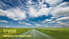  Presentation with green hills - Colorful presentation enhanced with road - image of wide open prairie backdrop and a tawny brown colored foreground