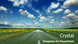  Presentation with stretching - Cool new slide set with road - image of wide open prairie backdrop and a tawny brown colored foreground