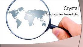  Presentation with magnifying glass - Amazing slide deck having world globe road - man's hand is searching backdrop and a white colored foreground