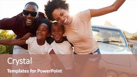  Presentation with classic car - Slides enhanced with road - portrait of family standing next background and a coral colored foreground