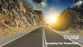  Presentation with mountains - Colorful presentation theme enhanced with open road - town's tarmac in the mountains backdrop and a violet colored foreground