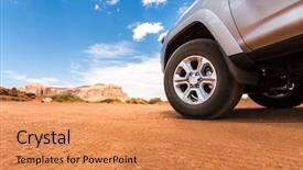  Presentation with truck - Colorful presentation design enhanced with road - truck in desert with mountains backdrop and a coral colored foreground