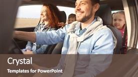  Presentation with family teens and children - Slide deck featuring road - young family with children background and a tawny brown colored foreground