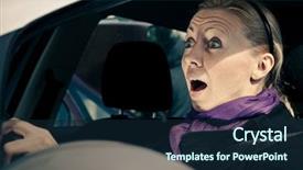  Presentation with car accident - Amazing slides having road accident - young woman screams while driving backdrop and a wine colored foreground