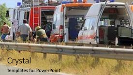  Presentation with road accident - Audience pleasing slides consisting of road accident ambulance backdrop and a  colored foreground