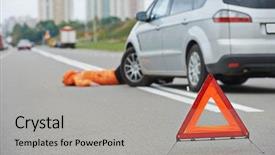  Presentation with road accident - Presentation design enhanced with road accident knock down pedestrian background and a light gray colored foreground