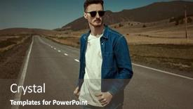  Presentation with black man fashion - Slides enhanced with road-adventures-travelling-portrait background and a tawny brown colored foreground