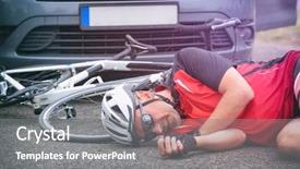  Presentation with cyclist - Amazing PPT layouts having road after an accident backdrop and a gray colored foreground