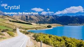  Presentation with new zealand - Presentation theme featuring road-along-scenic-wanaka-lake background and a  colored foreground
