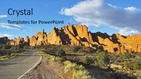  Presentation with stone - Presentation design having road-among-freakish-natural-stone background and a light blue colored foreground