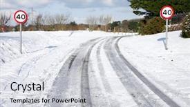  Presentation with road signs - Slides featuring road and 40 mph sign background and a light gray colored foreground