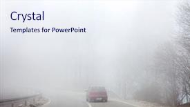  Presentation with fog - Presentation theme enhanced with road and a car background and a sky blue colored foreground