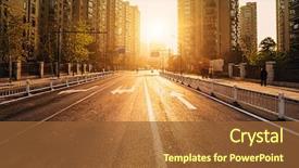  Presentation with city buildings - Beautiful presentation theme featuring road and buildings at city backdrop and a tawny brown colored foreground