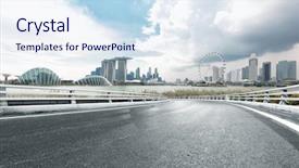  Presentation with asphalt road - PPT layouts with road and cityscape of singapore background and a sky blue colored foreground