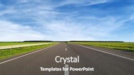  Presentation with asphalt road - Cool new PPT theme with road and clouds on blue backdrop and a dark gray colored foreground