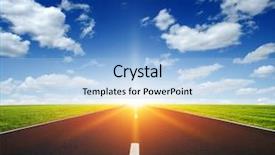  Presentation with blue line - Audience pleasing PPT theme consisting of road and clouds on blue backdrop and a light blue colored foreground