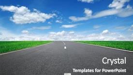  Presentation with asphalt road - Colorful slide set enhanced with road and clouds on blue backdrop and a dark gray colored foreground
