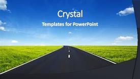  Presentation with asphalt road - Presentation consisting of road and clouds on blue background and a  colored foreground