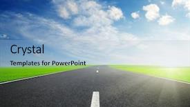  Presentation with asphalt - Slide deck featuring road and clouds on blue background and a  colored foreground