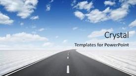  Presentation with winter road and branch - Audience pleasing theme consisting of road and clouds on blue backdrop and a  colored foreground