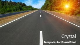  Presentation with asphalt road animtion - PPT theme with road and clouds on blue background and a  colored foreground
