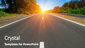  Presentation with asphalt road - Presentation design consisting of road and clouds on blue background and a  colored foreground