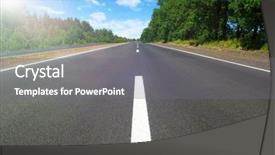  Presentation with asphalt road animtion - Theme featuring road and clouds on blue background and a gray colored foreground