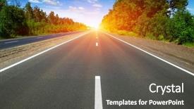  Presentation with asphalt road animtion - Colorful presentation theme enhanced with road and clouds on blue backdrop and a dark gray colored foreground