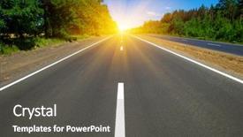  Presentation with asphalt road - Slide set having road and clouds on blue background and a dark gray colored foreground