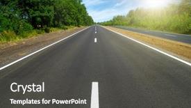  Presentation with asphalt road animtion - PPT theme with road and clouds on blue background and a dark gray colored foreground
