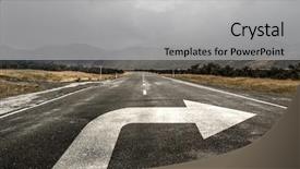  Presentation with asphalt road animtion - PPT theme featuring road and drawn turn arrow background and a light gray colored foreground