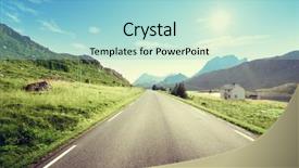  Presentation with fog - Presentation theme having road and fog lofoten island background and a light blue colored foreground