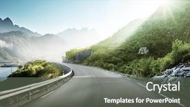  Presentation with norway - Presentation theme enhanced with road and mist lofoten islands background and a dark gray colored foreground