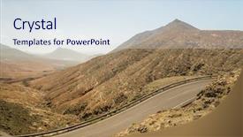  Presentation with panoramic - Audience pleasing theme consisting of road and mountains at viewpoint backdrop and a sky blue colored foreground