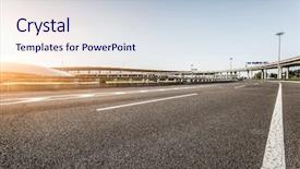  Presentation with airport - Presentation theme with road and sky in airport background and a lemonade colored foreground